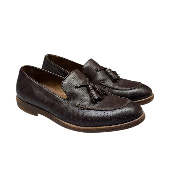 Zara Man Leather Loafers Size 43 Made in Italy Tassel Formal